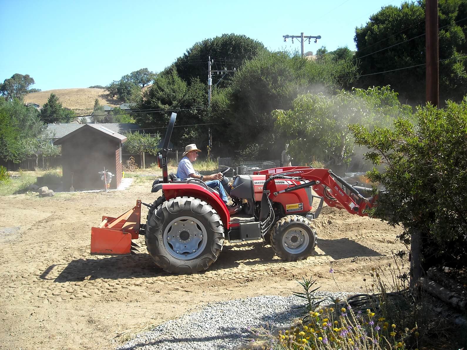 Sept 2019. Tom prepping the area that will be the site of the first shade house.