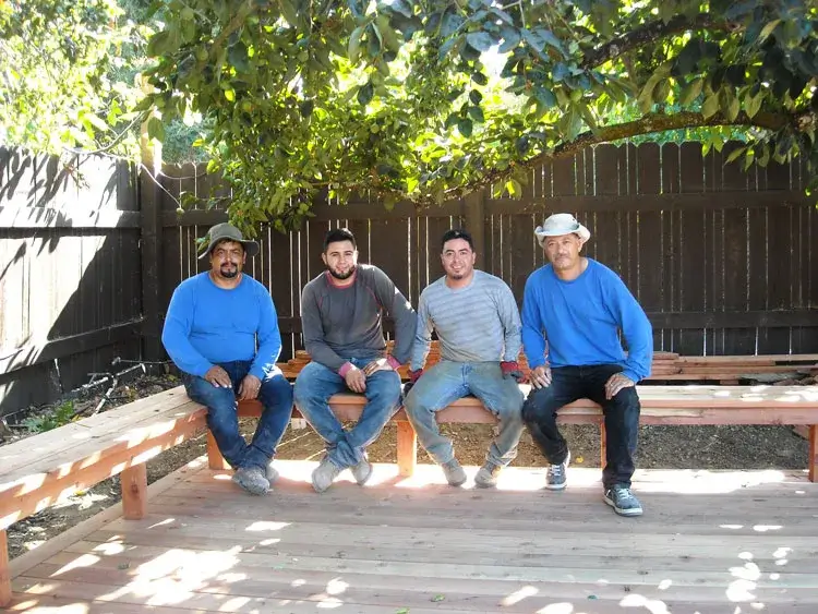 Home Ground Habitats - A4 - Nelson and his crew on the beautiful new deck